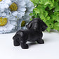 2.7" Black Obsidian Dog Crystal Carving Wholesale Crystals