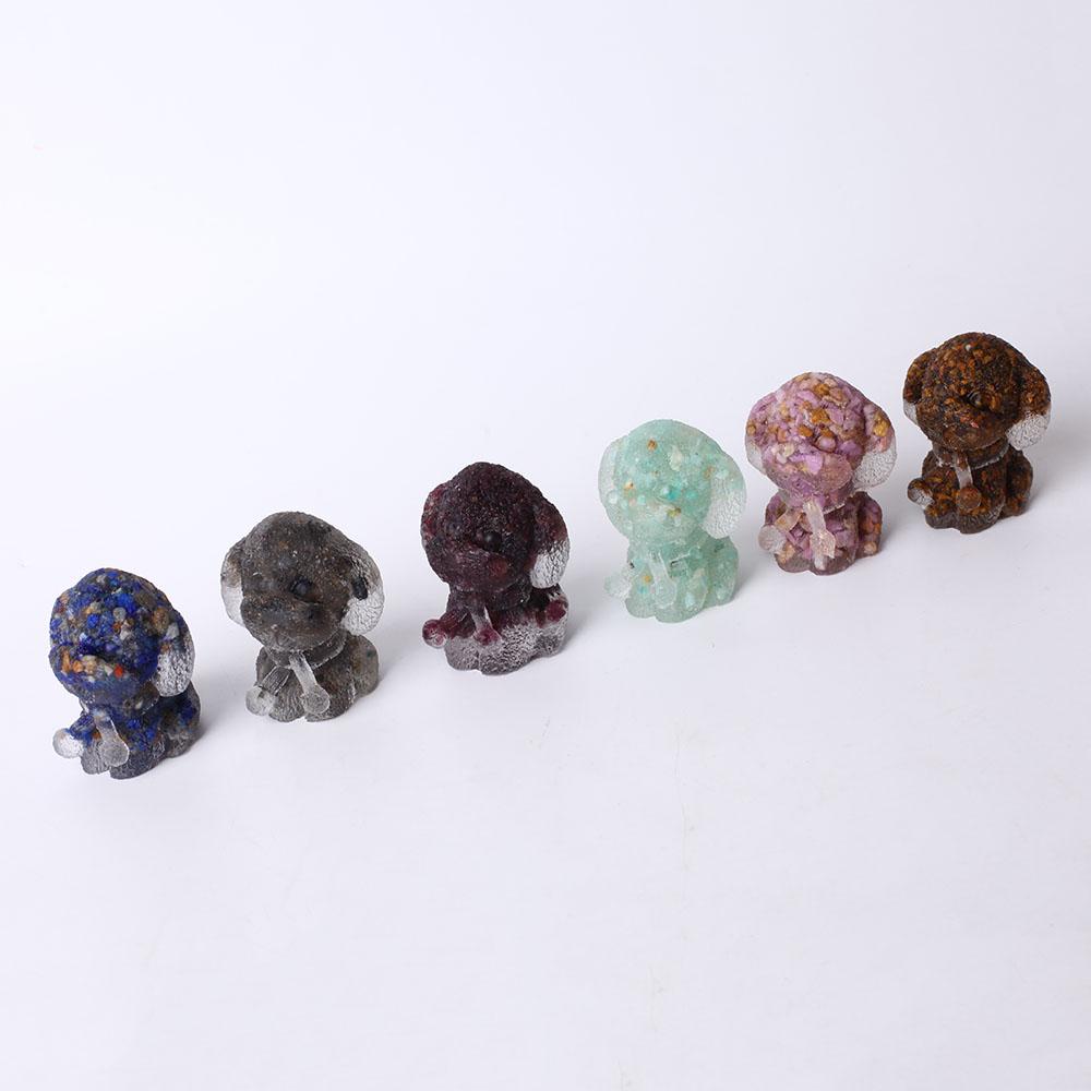 2" Resin Teddy Dog Figurine Infused Crystal Chips on Discount Wholesale Crystals