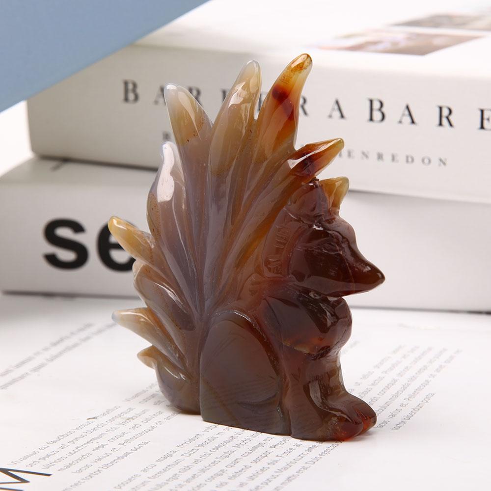 Druzy Agate Nine Tail Fox Carvings Wholesale Crystals