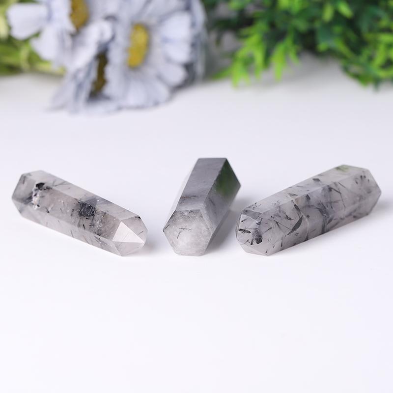 Natural Black Tourmaline in Quartz Points Healing Tower Wholesale Crystals
