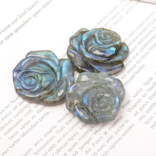 Labradorite Rose Flower Carvings Wholesale Crystals