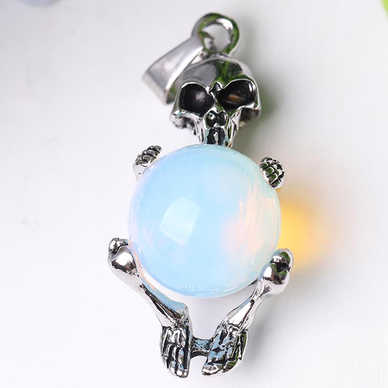 Wholesale Silver Skeleton Wrapped Round Ball Crystal Pendant Wholesale Crystals