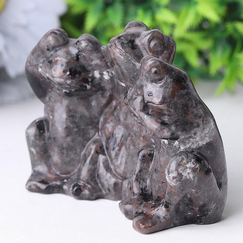 3" Yooperlite Frog See No Evil, Hear No Evil, Speak No Evil, Crystal Carvings Wholesale Crystals