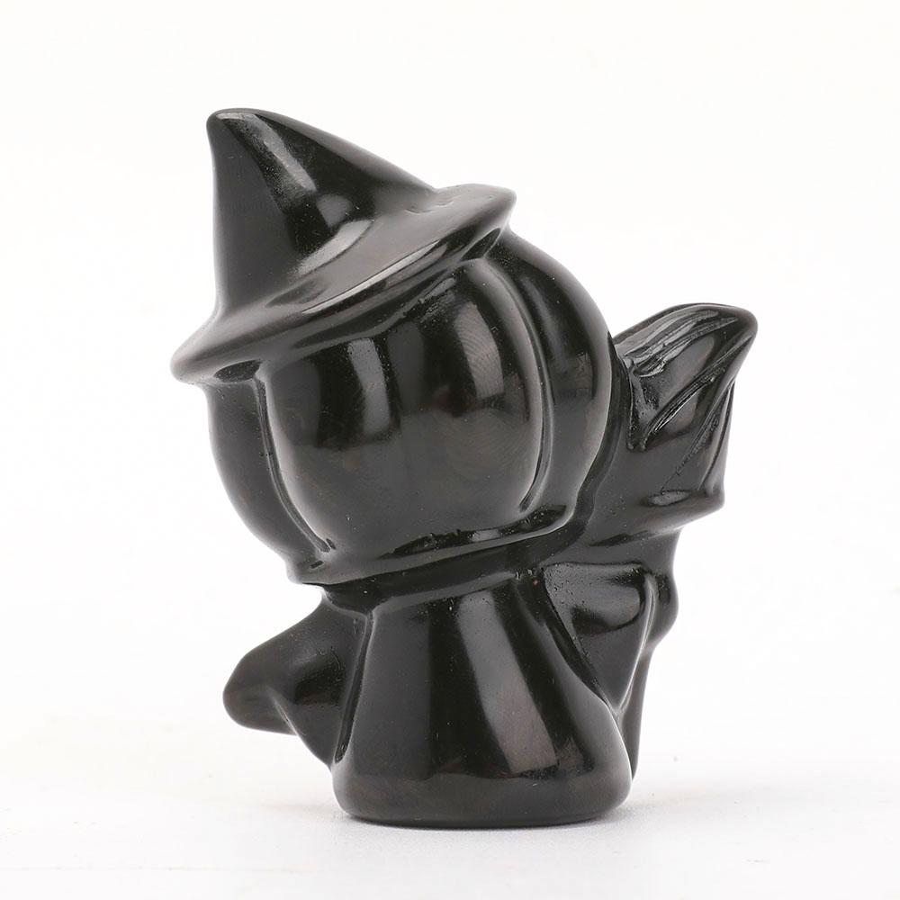Black Obsidian Pumpkin Wizard Carvings Wholesale Crystals