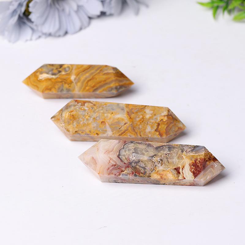 Wholesale Natural Crazy Agate Double Terminated Point Healing Point Wholesale Crystals