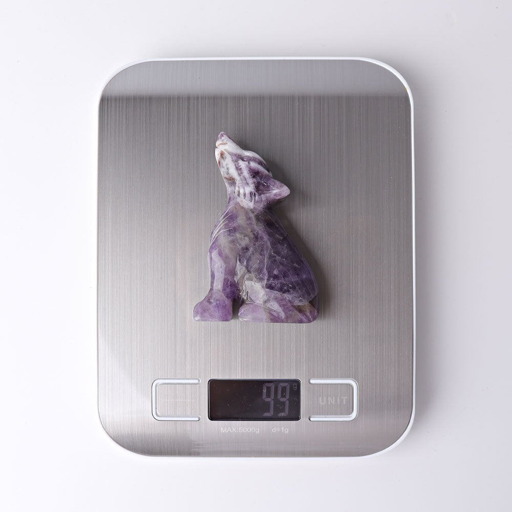 3" Dream Amethyst Wolf Crystal Carvings Wholesale Crystals