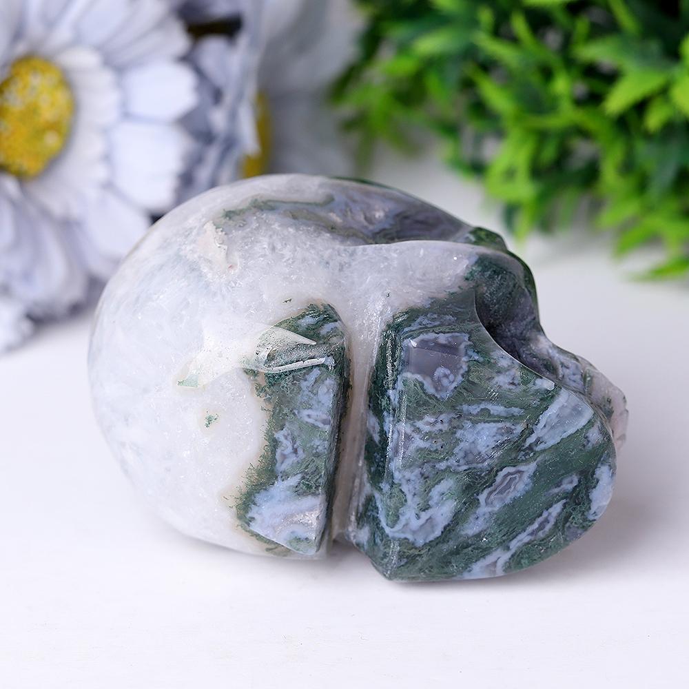 Moss Agate Crystal Skull Carvings Wholesale Crystals