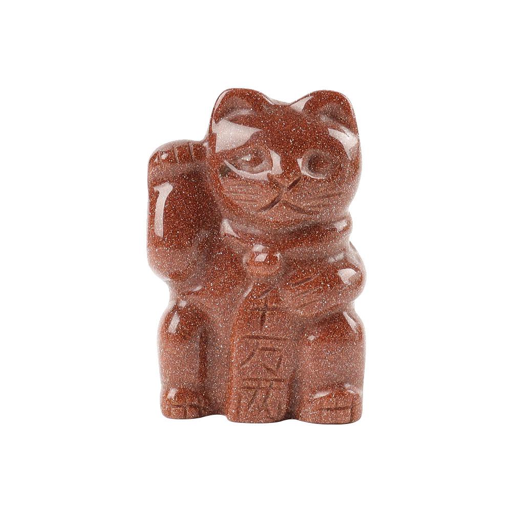 2" Gold Sandstone Crystal Carving Lucky Cat Wholesale Crystals