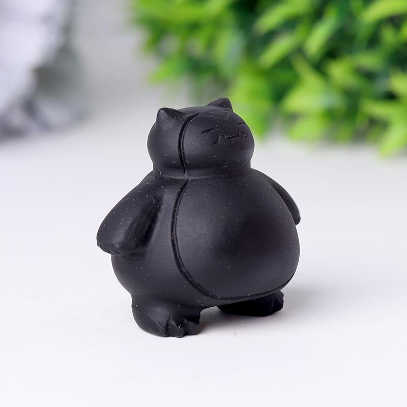 1.8" Black Obsidian Snorlax Crystal Carvings Wholesale Crystals