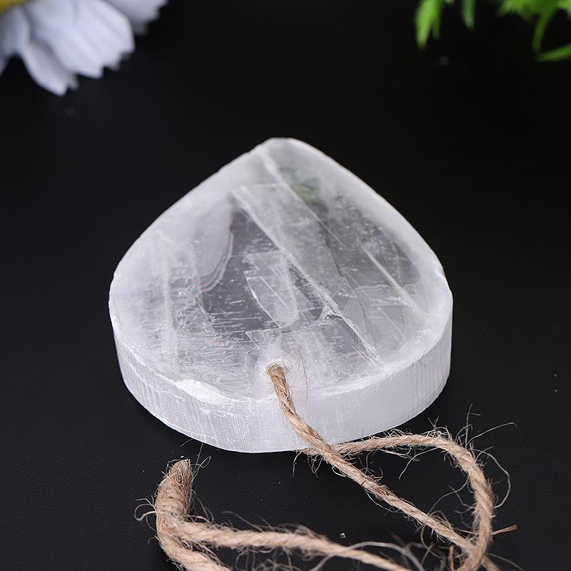 3.3" Clear Selenite Drop Shape with Hanging Rope Wholesale Crystals