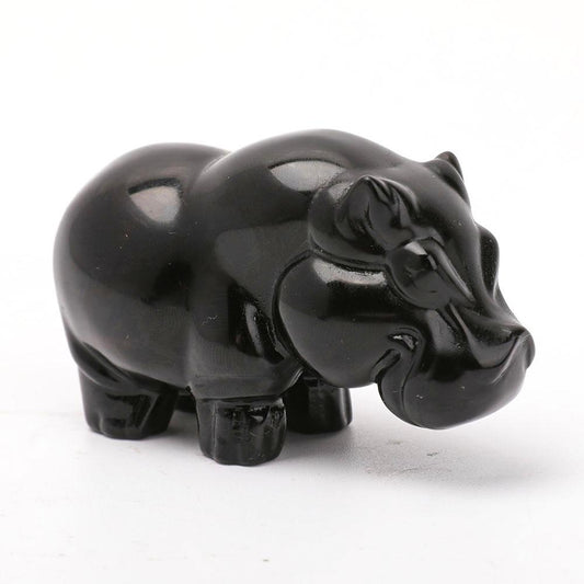 Black Obsidian Hippo Carvings Wholesale Crystals