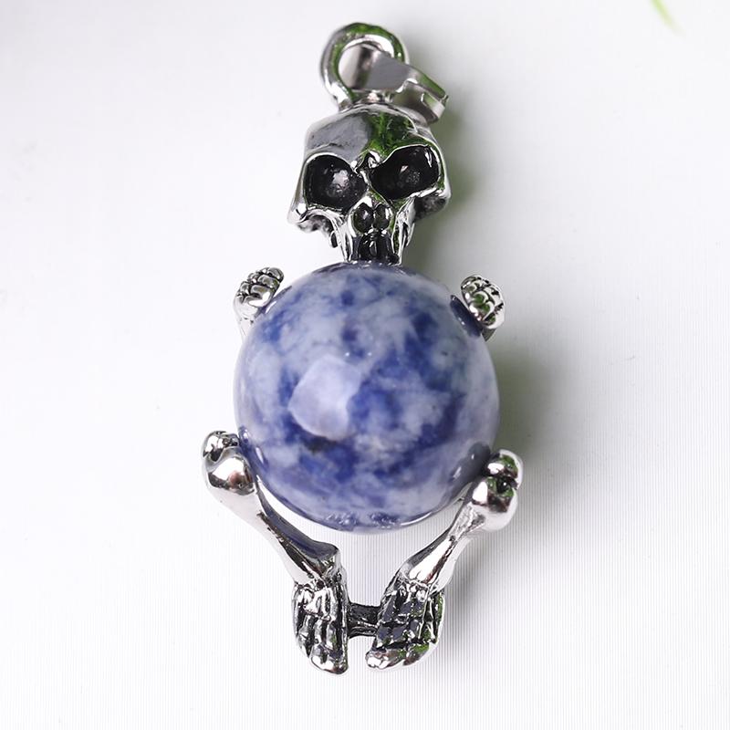 Wholesale Silver Skeleton Wrapped Round Ball Crystal Pendant Wholesale Crystals