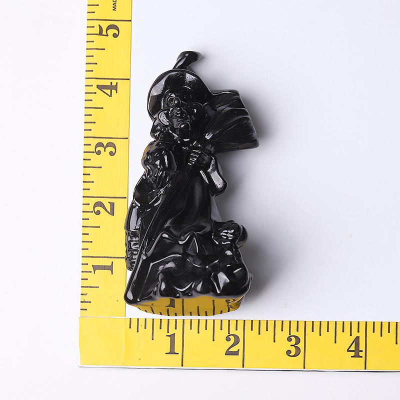 4.5" Black Obsdian Witch Crystal Carvings for Halloween Wholesale Crystals
