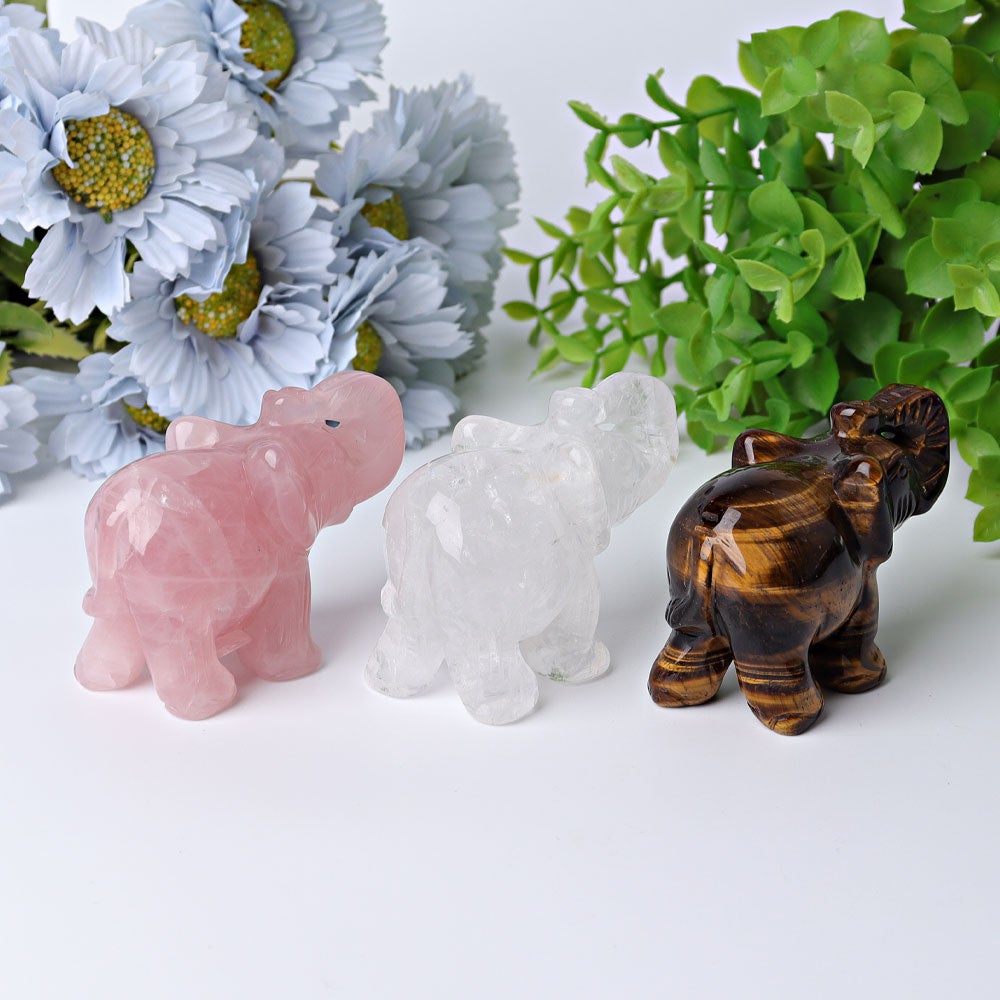 3" Elephant Crystal Carvings Wholesale Crystals