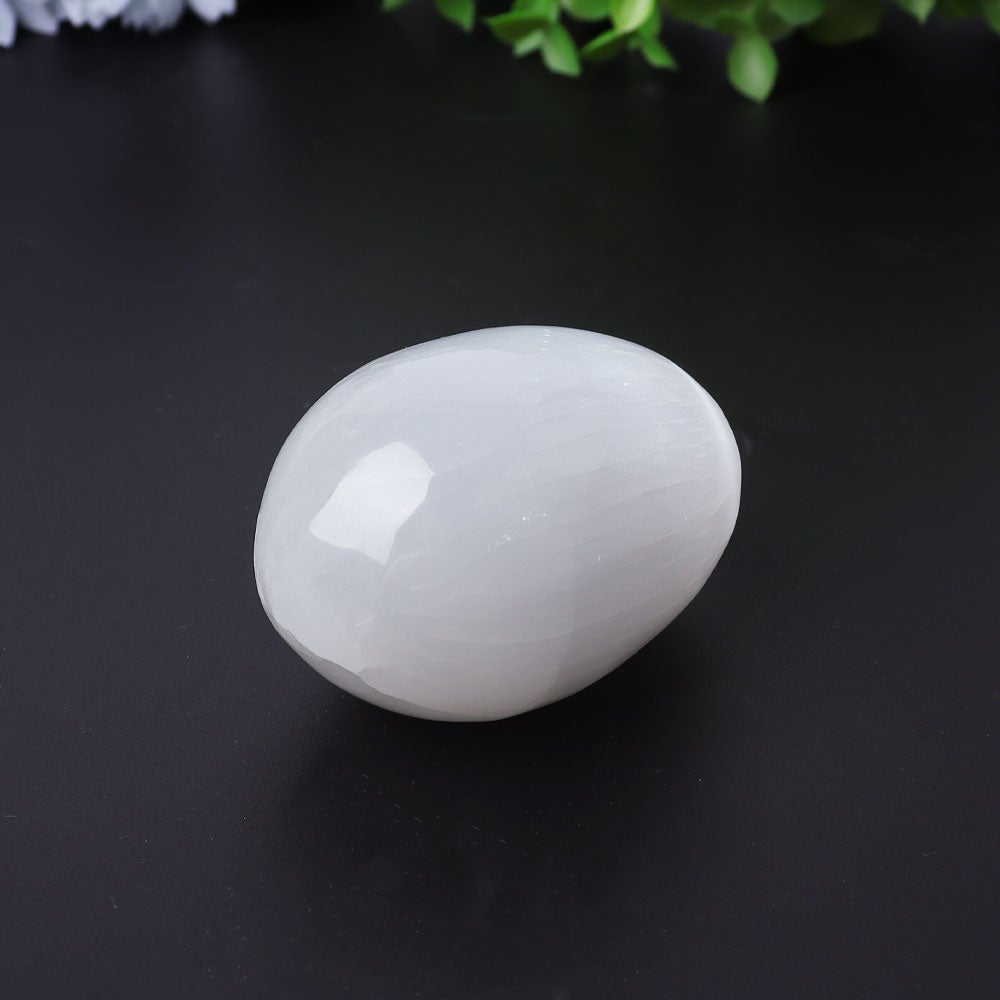 2.5" Selenite Egg Palm Stone Wholesale Crystals