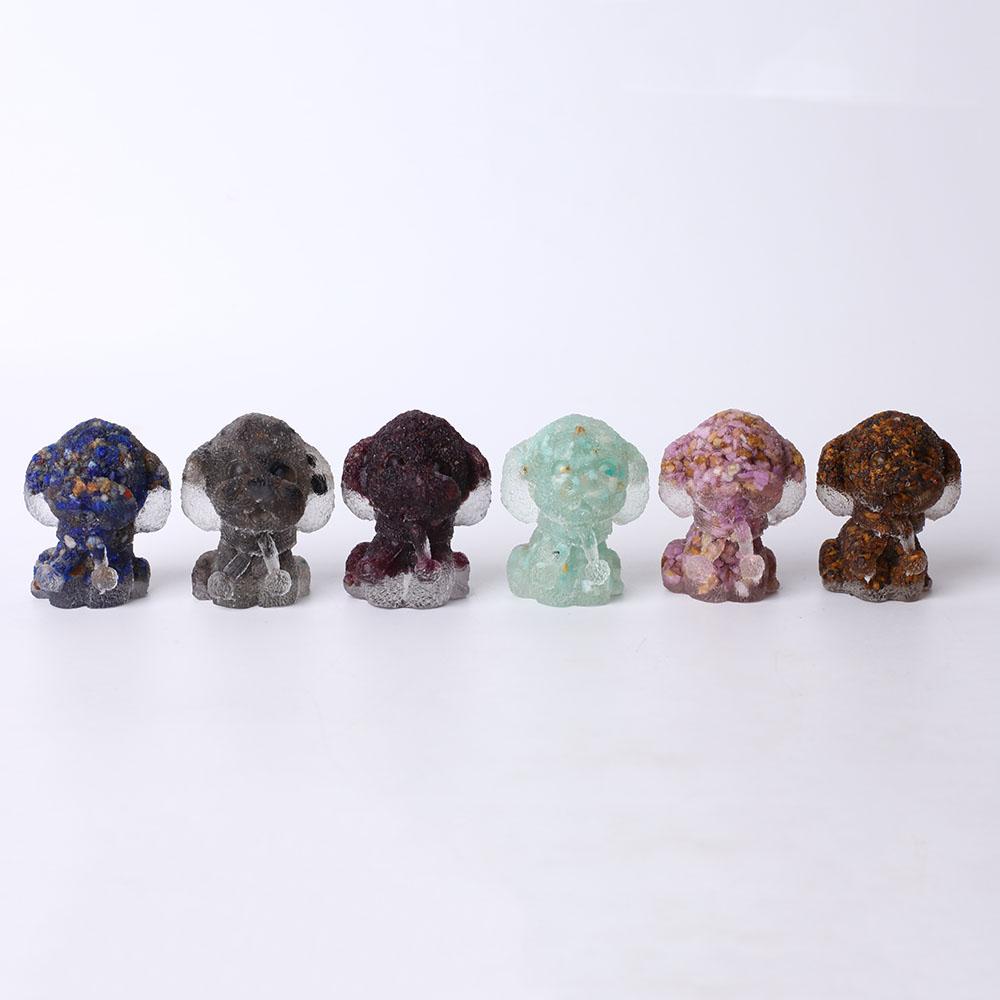 2" Resin Teddy Dog Figurine Infused Crystal Chips on Discount Wholesale Crystals