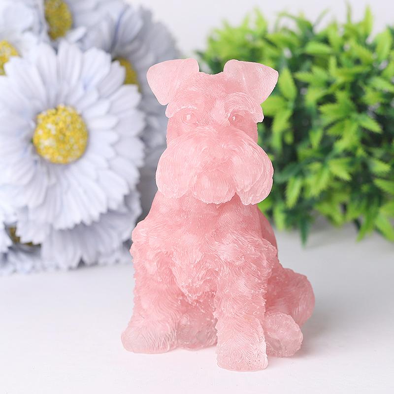 4.2" Crystal Chips Resin Schnauzer Carving for Decoration Wholesale Crystals
