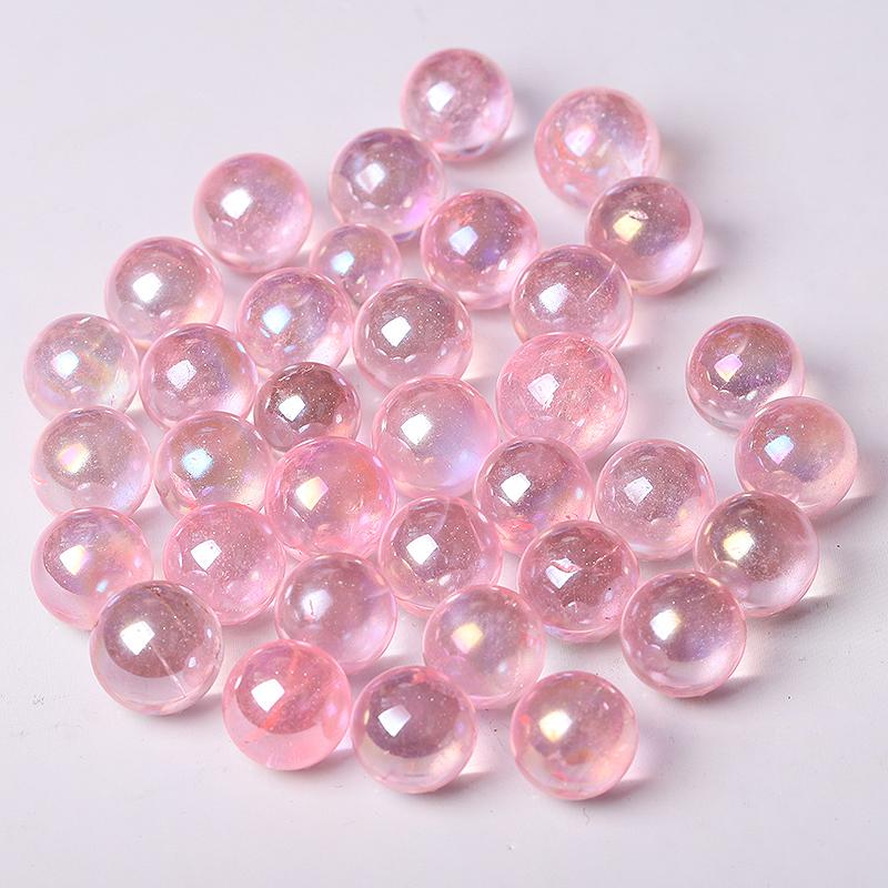 0.5-0.7'' High Quality Pink Aura Crystal Spheres Crystal Balls for Healing Wholesale Crystals