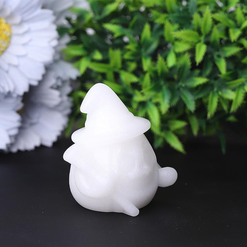2.2" White Jade Pumpkin Ghost Crystal Carvings for Halloween Wholesale Crystals
