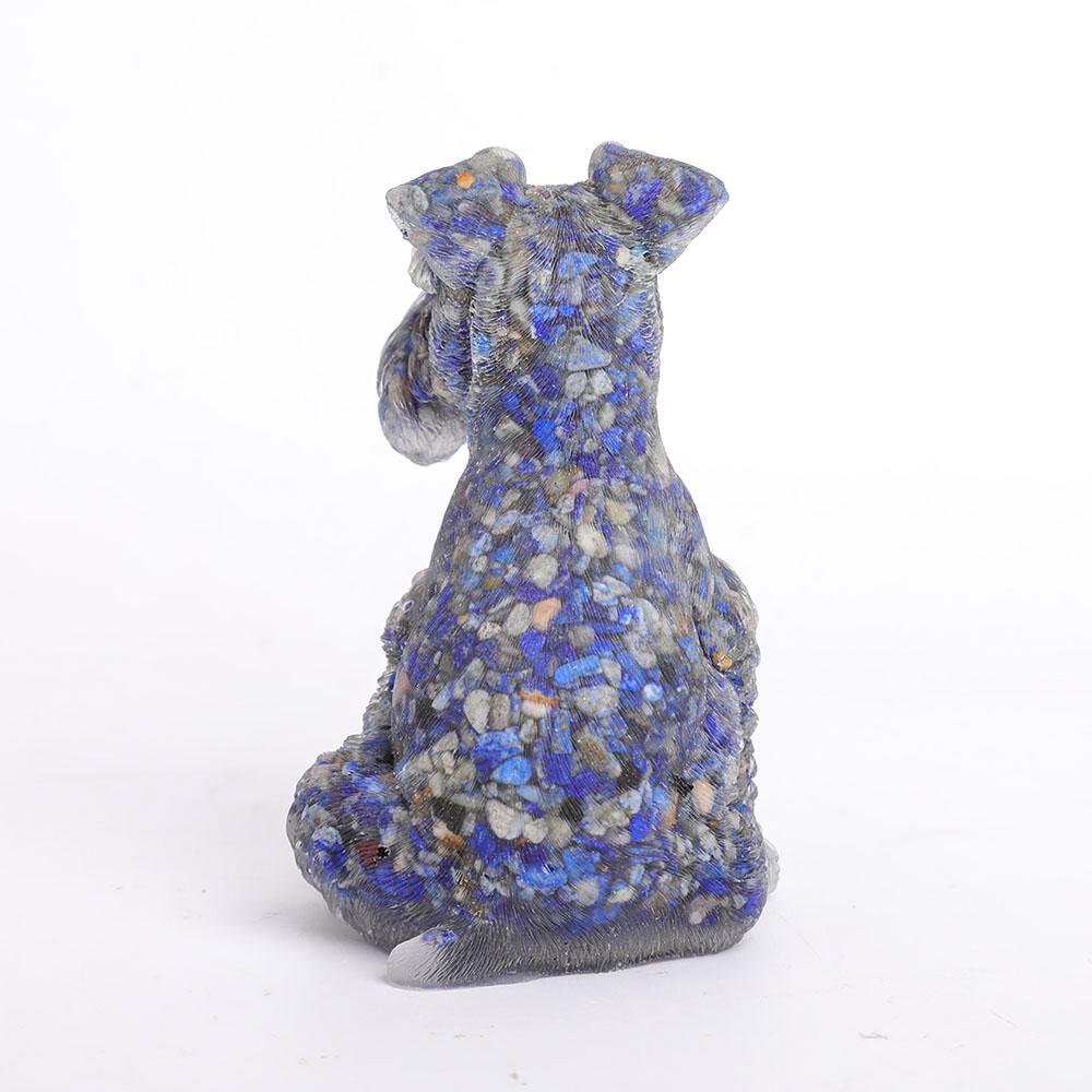 Lapis Gravel Resin Dog Figurines Schnauzer Wholesale Crystals