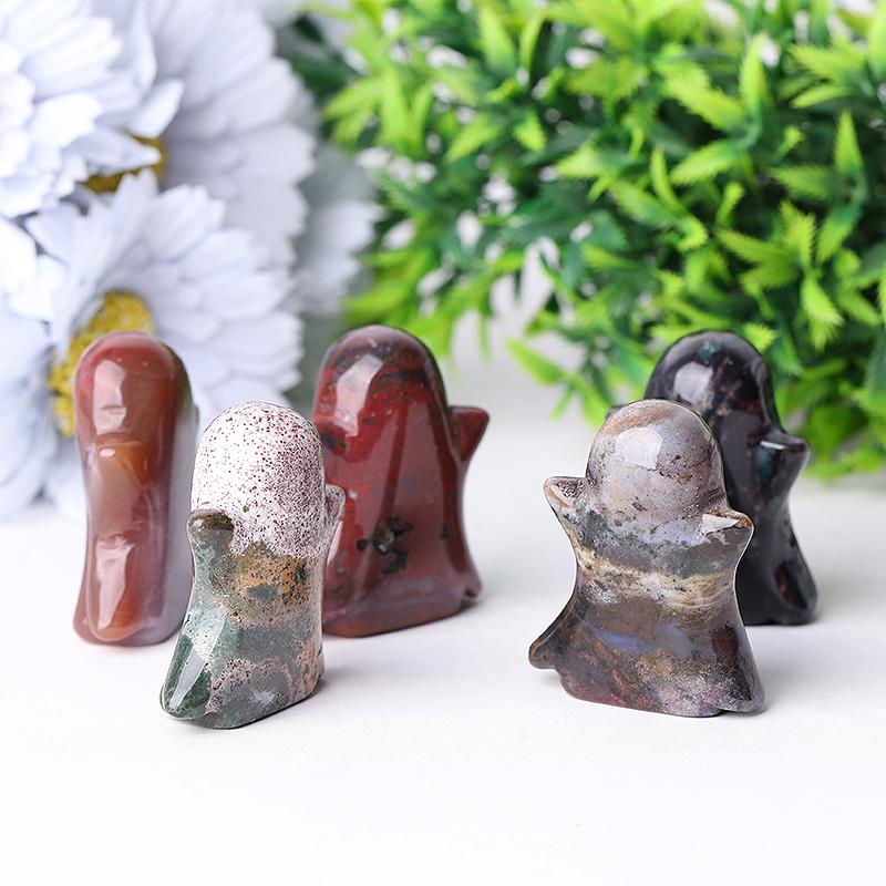 1.8" Ocean Jasper Ghost Crystal Carvings for Halloween Wholesale Crystals