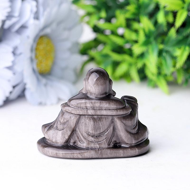 2.4" Silver Obsidian Buddha Crystal Carvings Wholesale Crystals