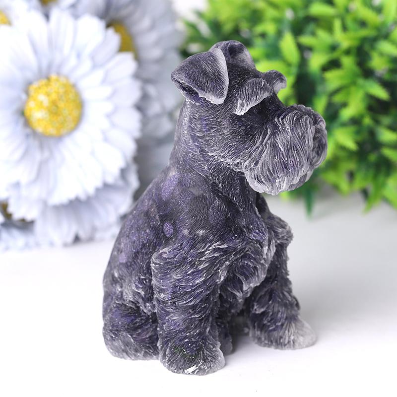 4.2" Crystal Chips Resin Schnauzer Carving for Decoration Wholesale Crystals