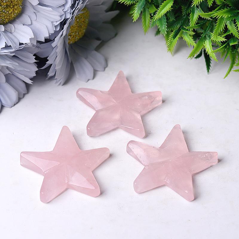 2" Rose Quartz Star Crystal Carvings Wholesale Crystals