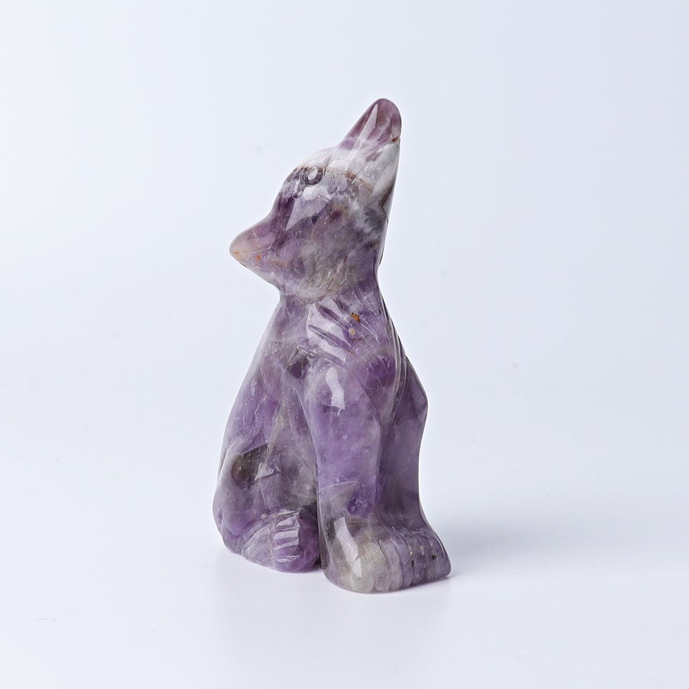 3" Dream Amethyst Wolf Crystal Carvings Wholesale Crystals