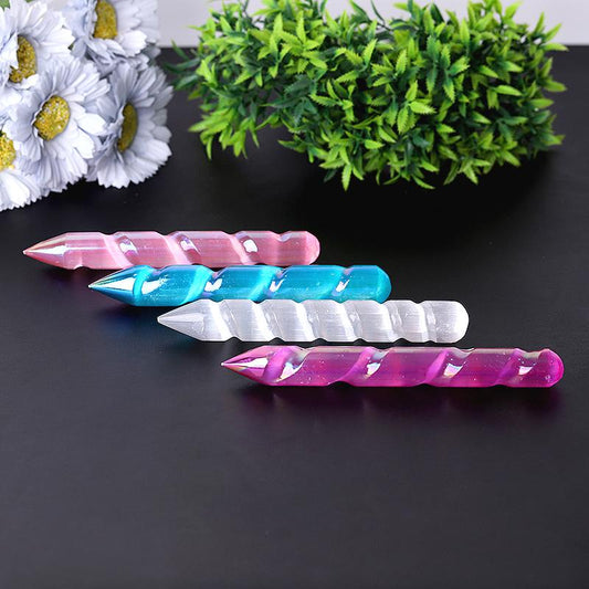 6" Aura Spiral Selenite Wand Wholesale Crystals