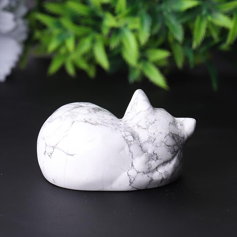 2.1" Howlite Sleepy Cat Crystal Carvings Wholesale Crystals