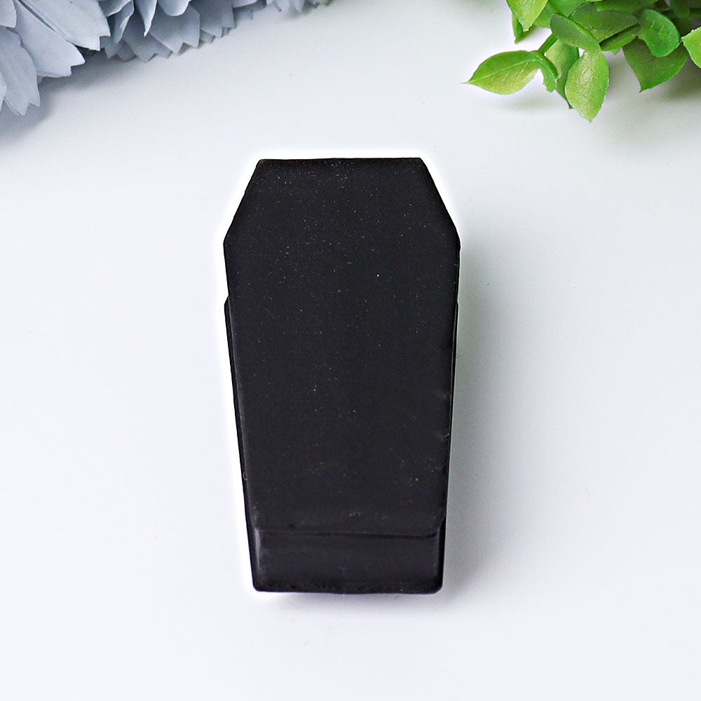 3.1" Matt Black Obsidian Coffin Crystal Carvings Wholesale Crystals