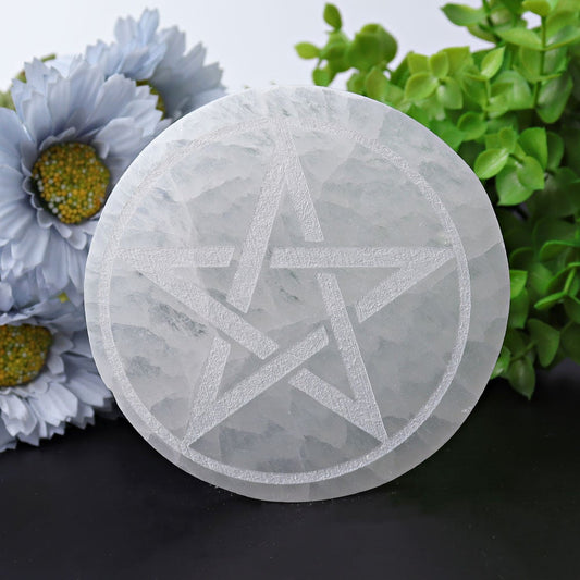 4" Selenite Coaster with Printing Wholesale Crystals