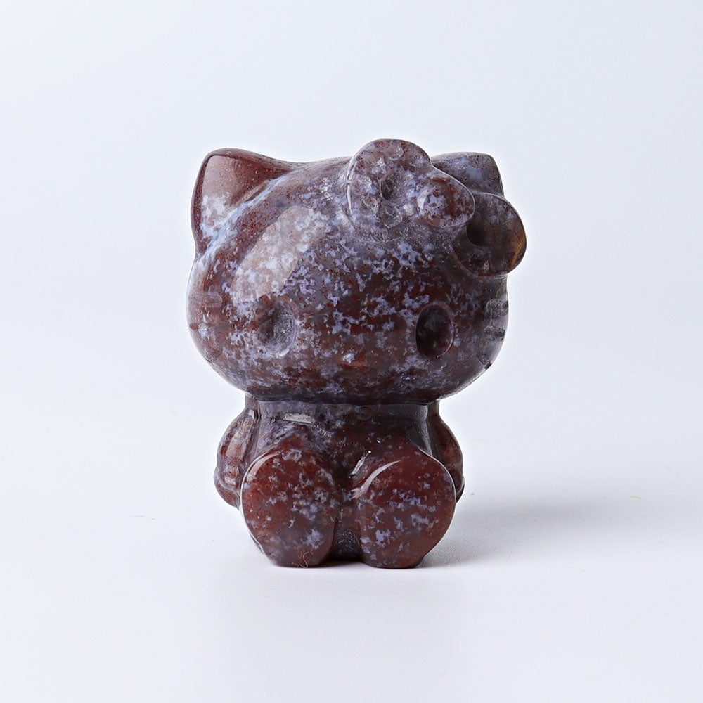 1.9" Moss Agate Hello Kitty Crystal Carvings Wholesale Crystals