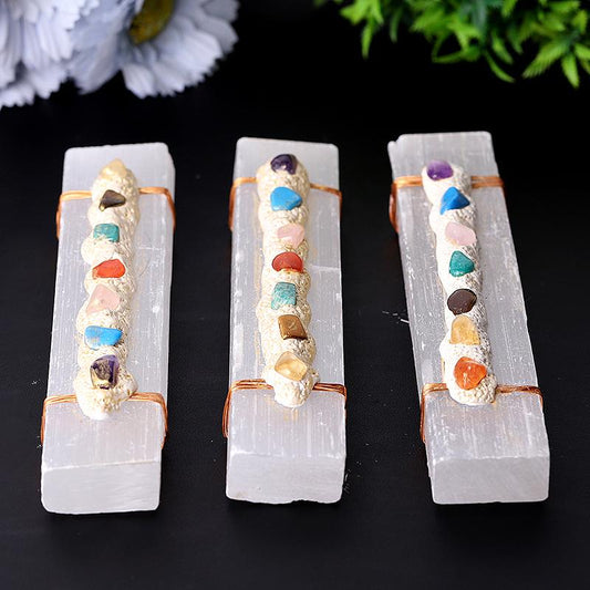 7" Selenite Wand with Chakra Stone Wholesale Crystals