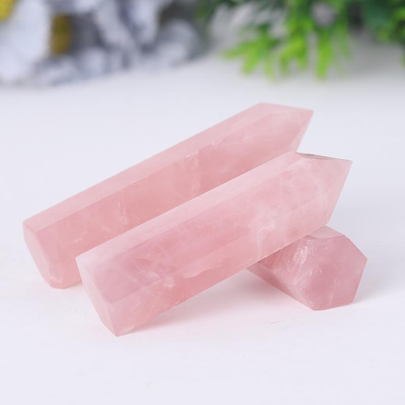 Natural Rose Quartz Point Healing Crystal Tower Wholesale Crystals