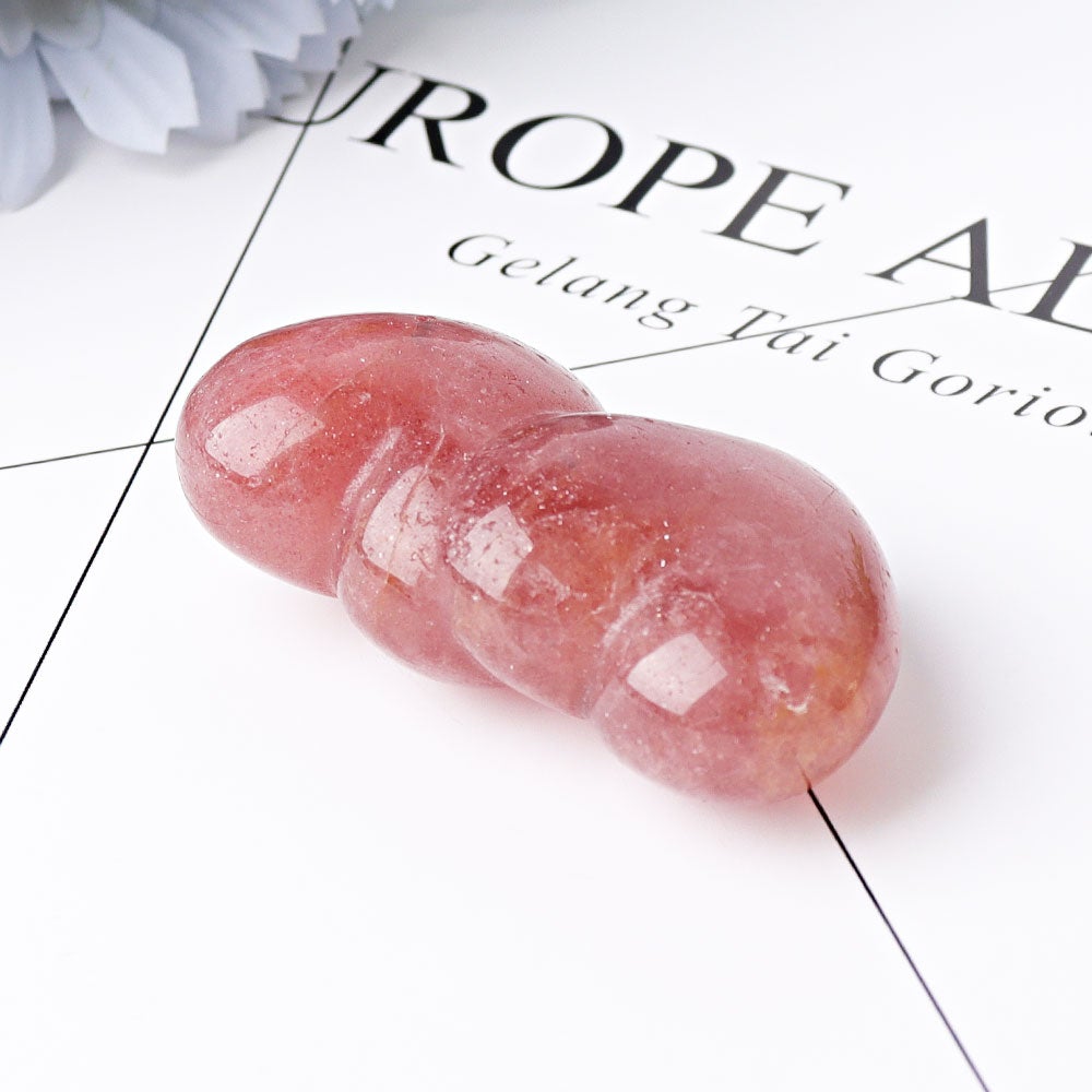 2.3" Strawberry Double Heart Crystal Carvings Wholesale Crystals