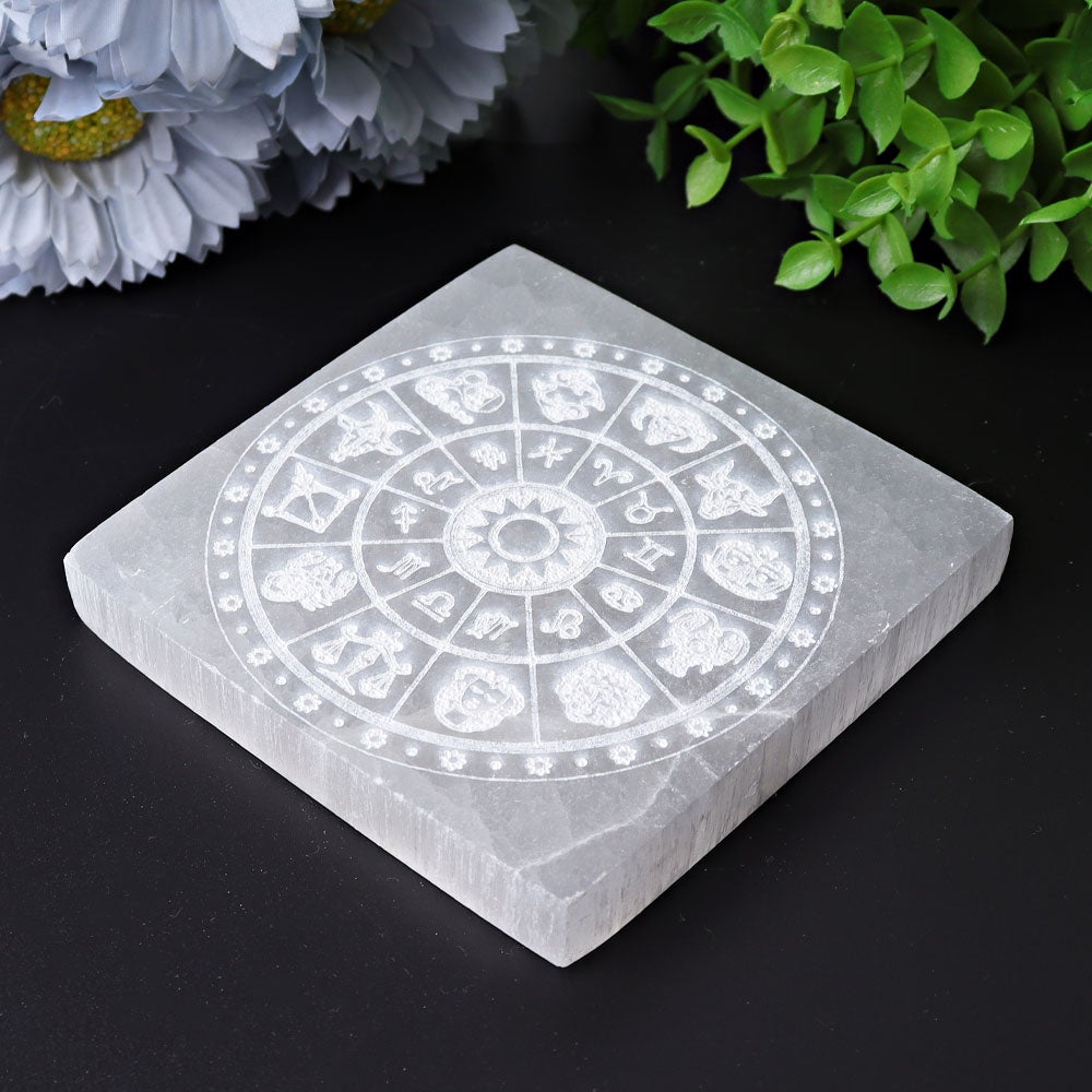 3.8" Square Selenite Coaster with Printing Wholesale Crystals