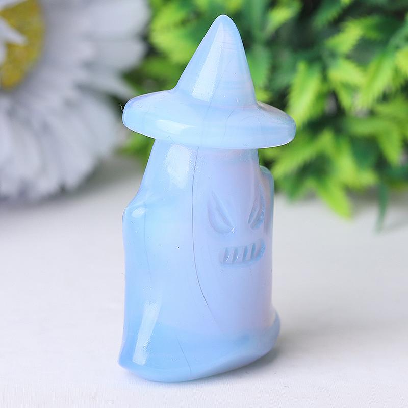 2.5" Blue Pink White Opalite Ghost Crystal Carvings for Halloween Wholesale Crystals