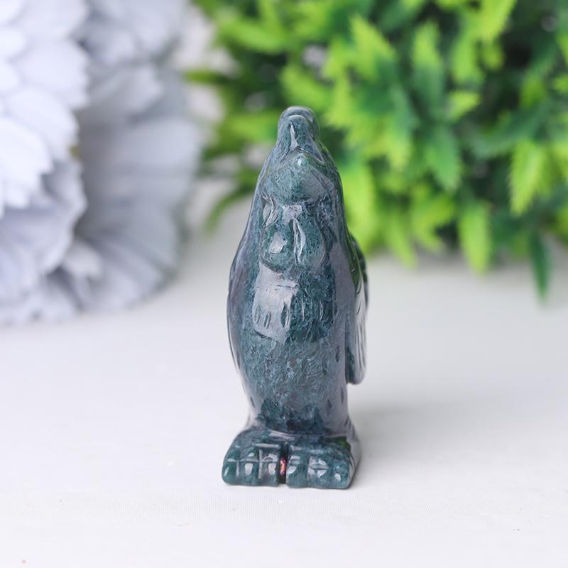 2" Moss Agate Rooster Crystal Carvings Wholesale Crystals