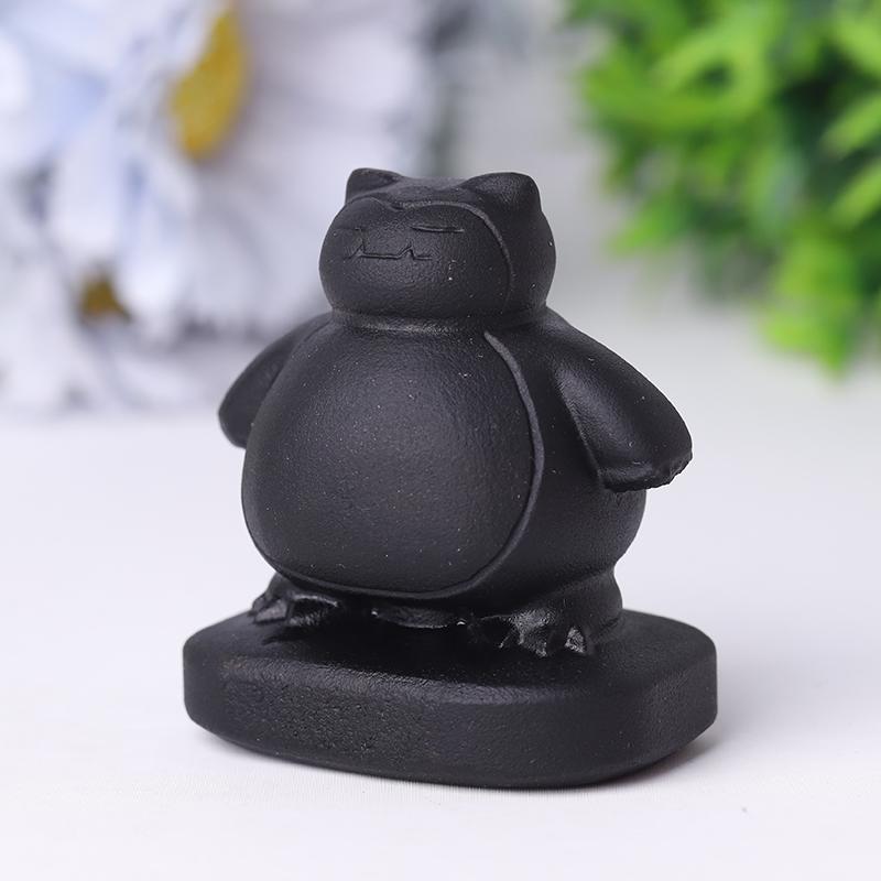 2" Black Obsidian Snorlax Crystal Carvings Wholesale Crystals