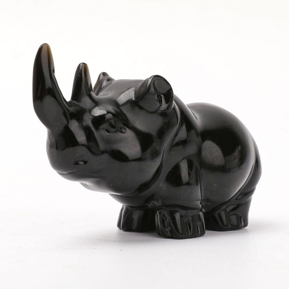 Black Obsidian Rhino Carvings Wholesale Crystals