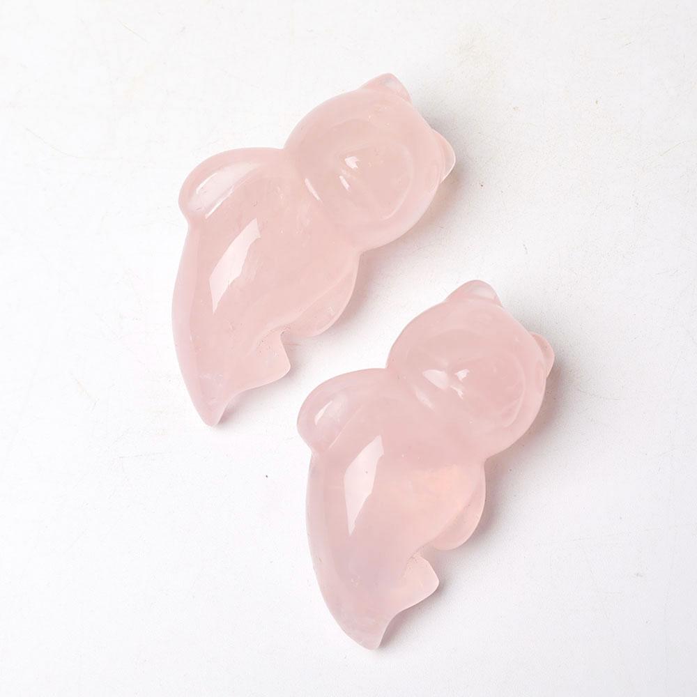 Rose Quartz Bear With Beauty Tail Crystal Carvings Wholesale Crystals
