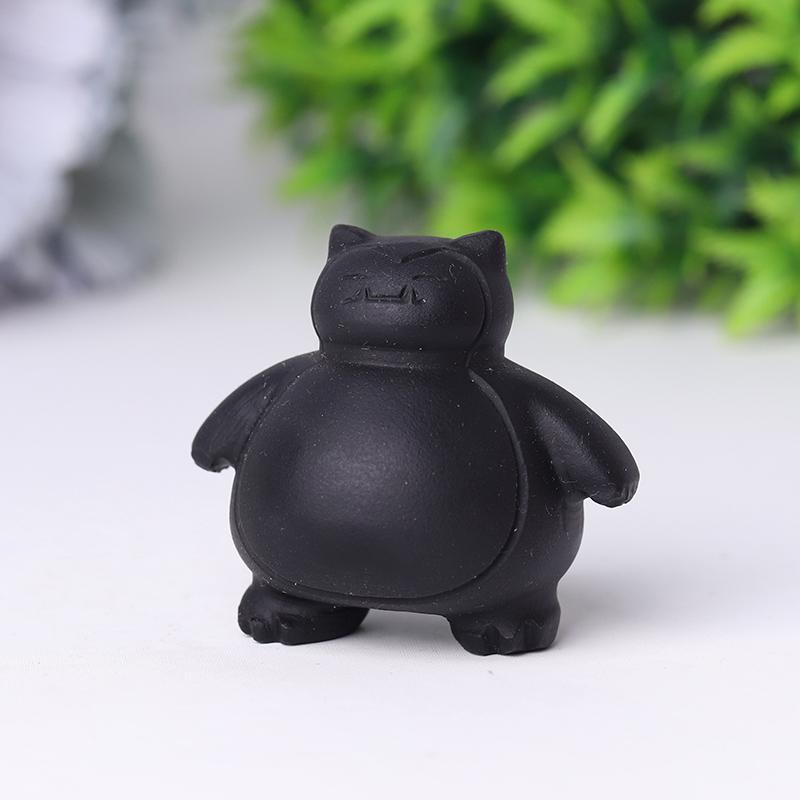 1.8" Black Obsidian Snorlax Crystal Carvings Wholesale Crystals