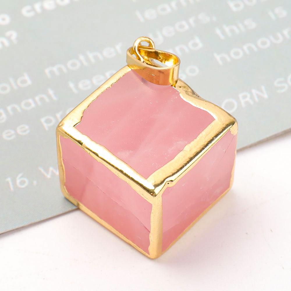 Rose Quartz Cube Pendant Wholesale Crystals