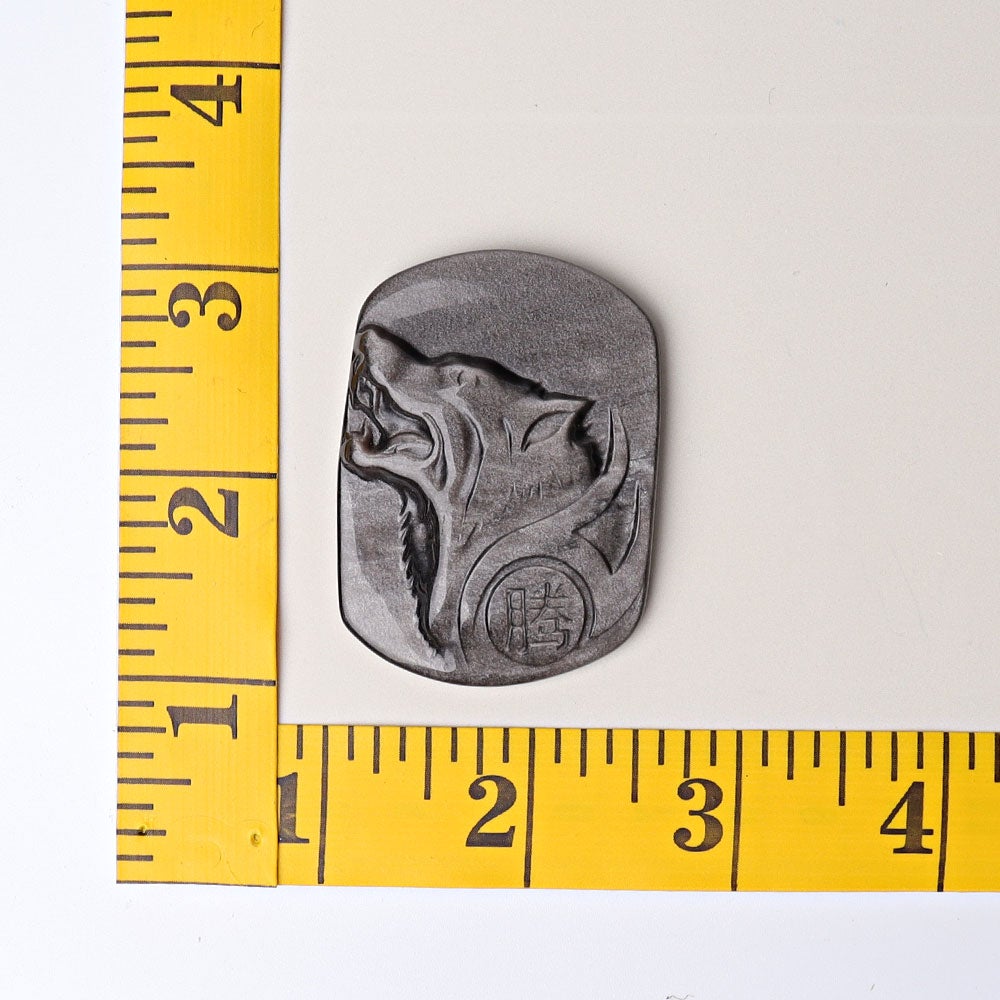 2" Silver Obsidian Wolf Crystal Carving Wholesale Crystals