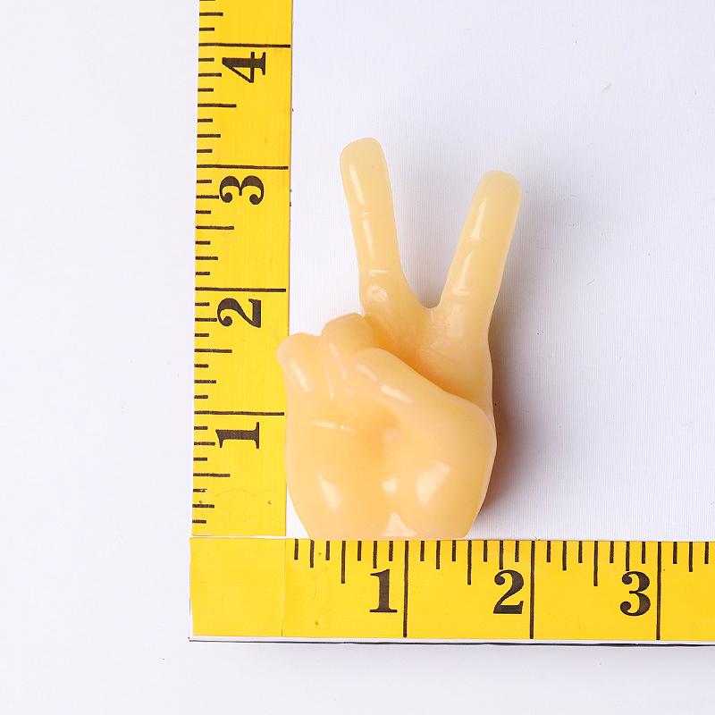 3" Yellow Jade Victory Hand Crystal Carvings Wholesale Crystals