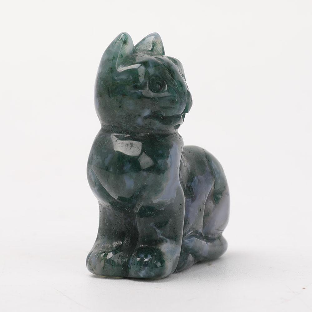 2" Moss Agate Cat Carvings Wholesale Crystals