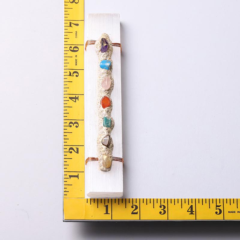 7" Selenite Wand with Chakra Stone Wholesale Crystals