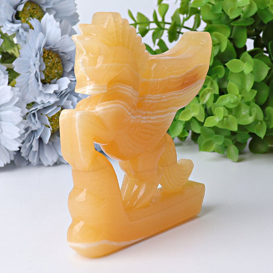 4.8" Yellow Calcite Unicorn Crystal Carvings Free Form Wholesale Crystals